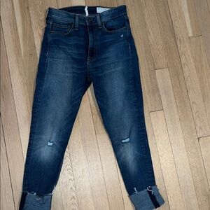 Rag and Bone Dark Blue Distressed Women's straight leg cuffed Jeans